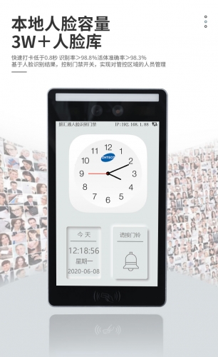 人臉測(cè)溫門(mén)禁嵌入二維碼掃描模塊 刷健康碼掃碼核驗(yàn)自助通行